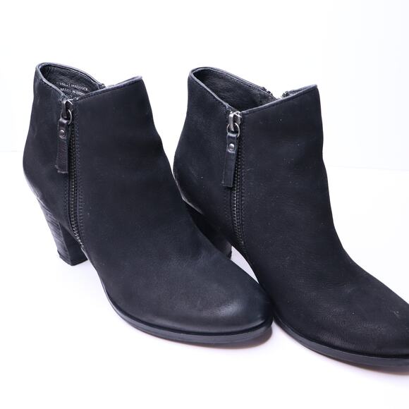 MIA Maddock Ankle Bootie Black Leather Stacked Heeled Side Zip Women's 6 - Picture 5 of 9